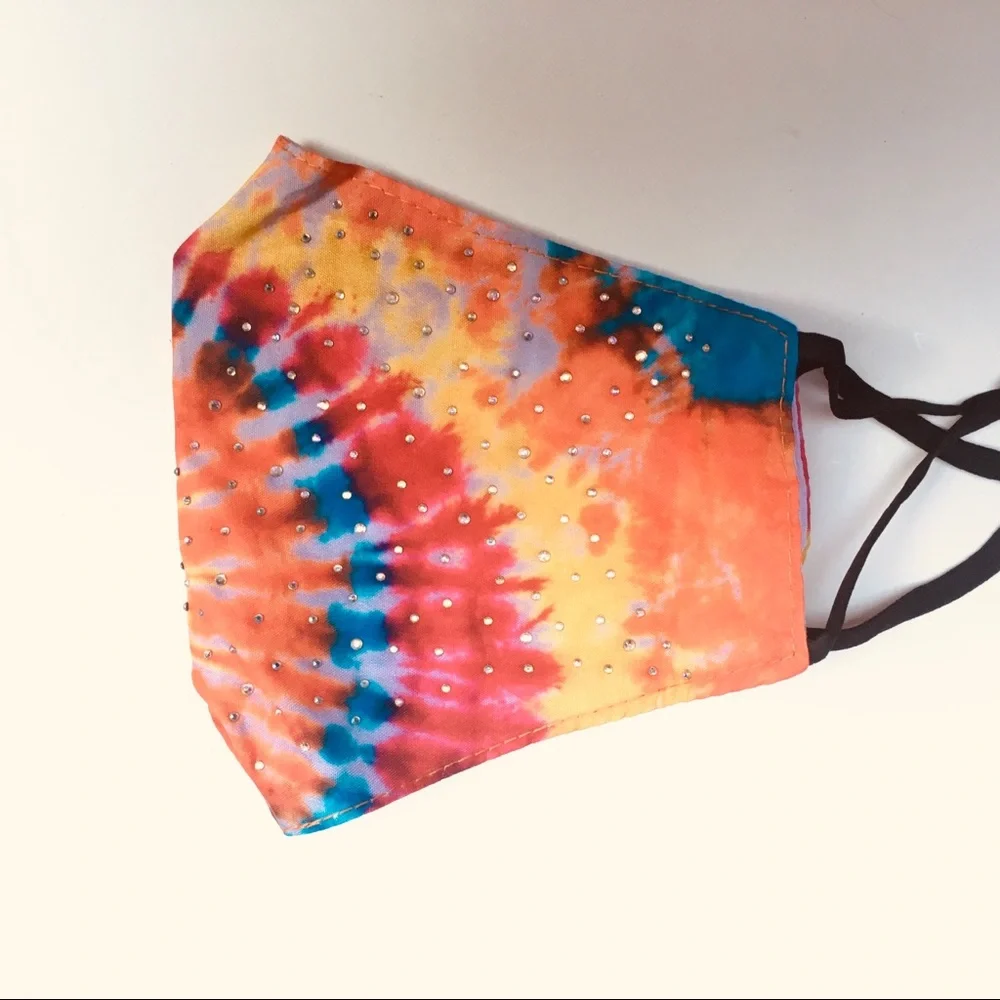 TIE DYE FACE MASK ORANGE 4 Pieces NWT
